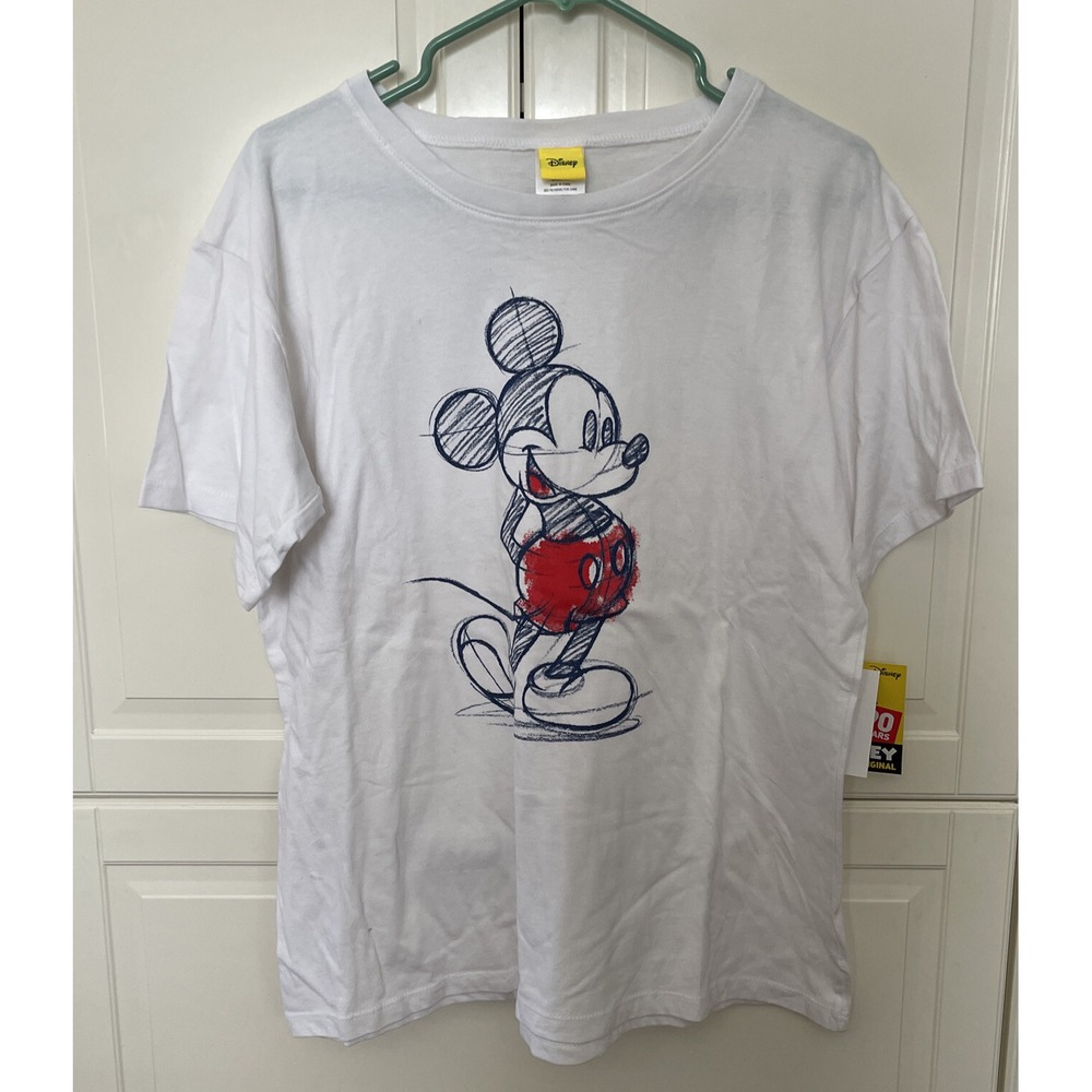 Disney Mickey Mouse The Original  Women Short Sleeve T-Shirt Top White
